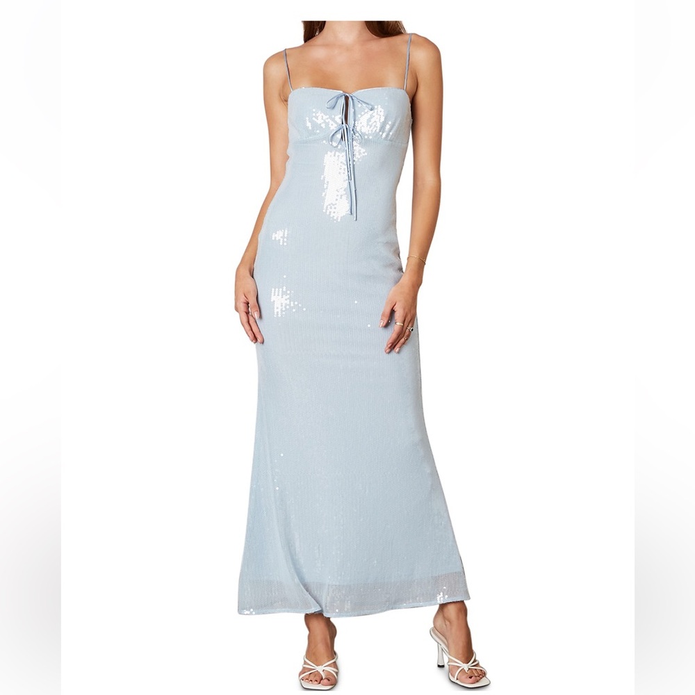 Elegant Light Blue Sequin Dress
